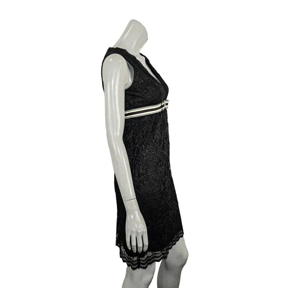 ANNA SUI V-neck Lace Empire Waist Dress Sleeveless in Black Size 4 - Picture 5 of 9